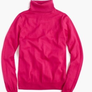J. Crew Merino Wool Turtleneck Sweater Hot Pink